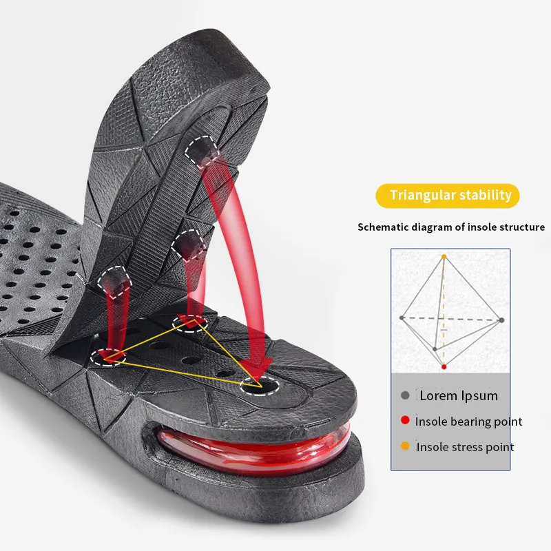 Plantilla de aumento de altura Plantilla de aumento invisible Cojín de aire Insertos para zapatos Plantillas de altura variable Almohadilla de pie de corte ajustable