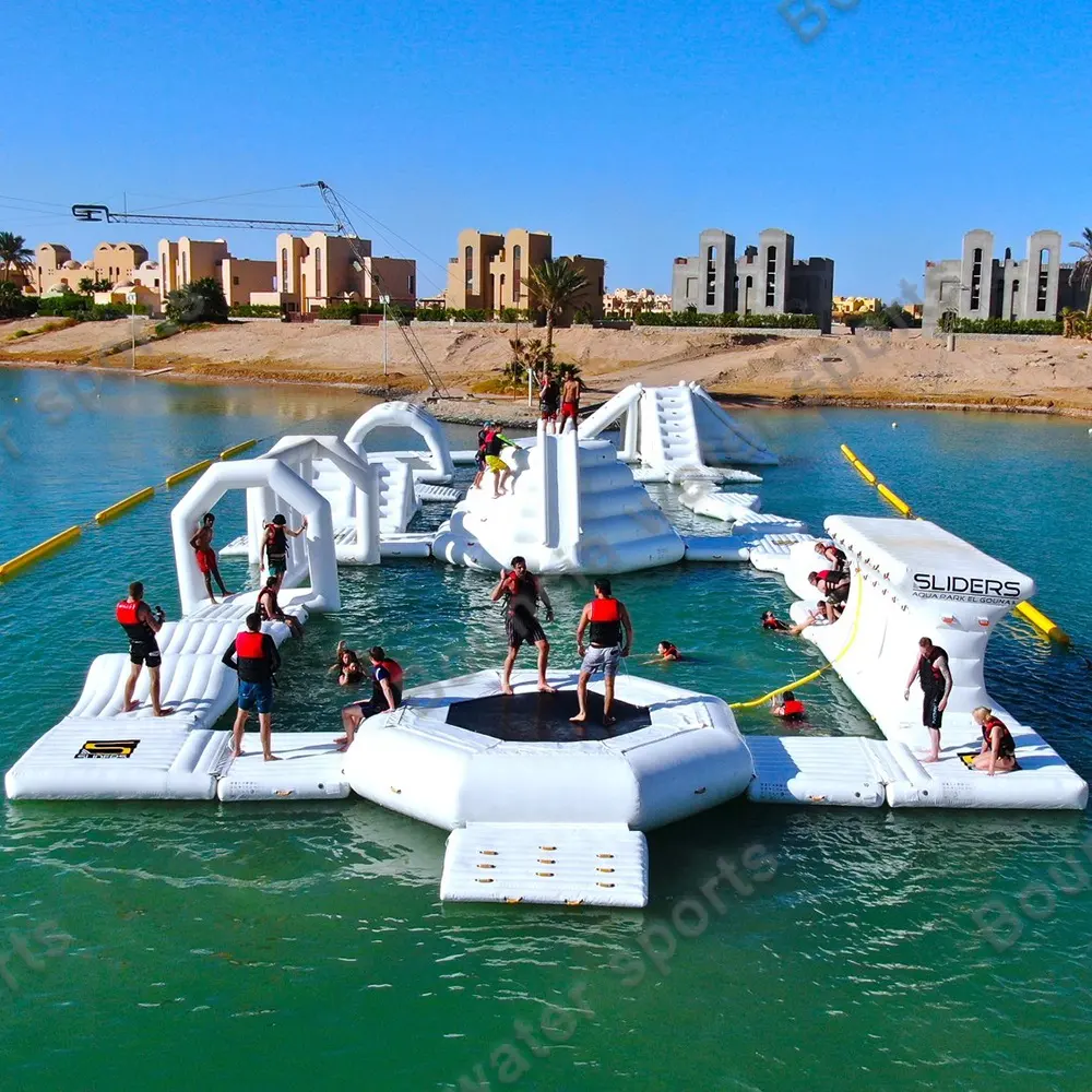 Bouncia Lake Inflatables Water Park Games / Egypt Inflatable Aqua Park Equipment For Adults