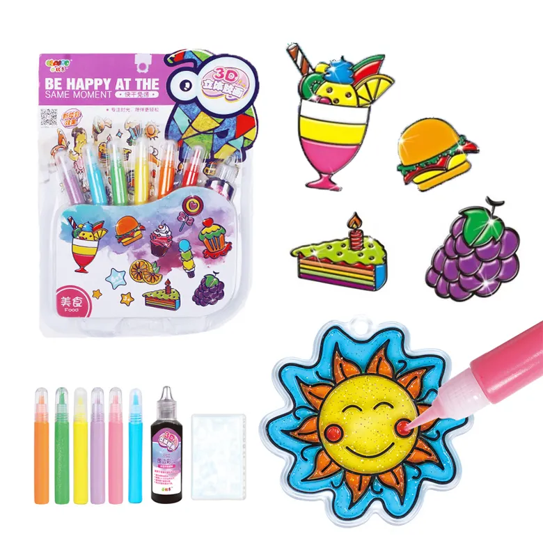 2022 nuovi prodotti giocattoli educativi fai-da-te giocattoli da disegno Window Art 3D instant Sticky art Craft Kit per bambini 9011E