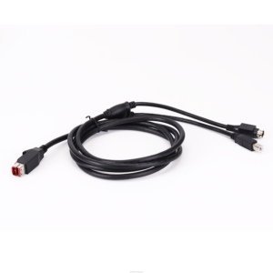 定制设计12V/24v电源快速充电USB DC电缆至usb-b公2合1电源USB和Pos端子插头