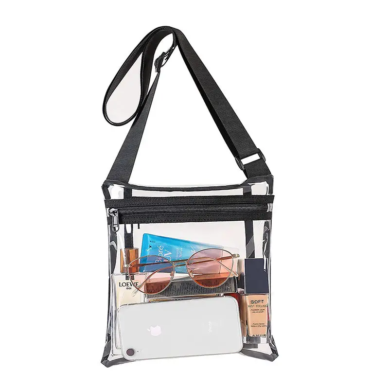 2024 See Through Transparent PVC Mailing Messenger Bag Custom Mini Clear Crossbody Bag for women