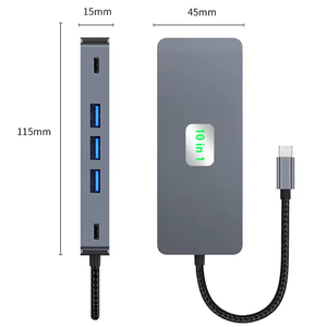 10合1双HDMI 4K USB3.0端口适配器站坞站PD 100W c型电源适配器以太网RJ45 1000Mbps USB C扩展集线器 - Product Image 6