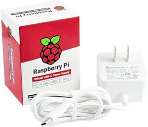 AIsmartlink Official <strong>Raspberry</strong> <strong>Pi</strong> 5B/4B/3B+ Adapter 15W USB-C <strong>Power</strong> Supply Plug US - White