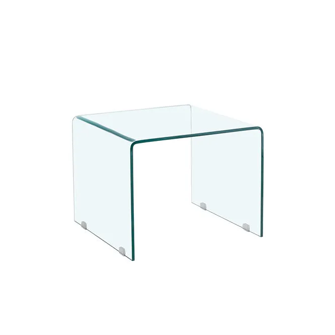 Gran oferta clásica, fabricante de mesa auxiliar de vidrio transparente, mesa auxiliar de vidrio templado