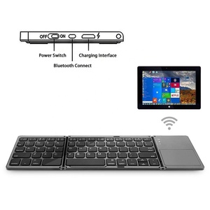 Mini teclado Bluetooth inalámbrico plegable de aleación de aluminio, teclado táctil portátil recargable para Android IOS Wins