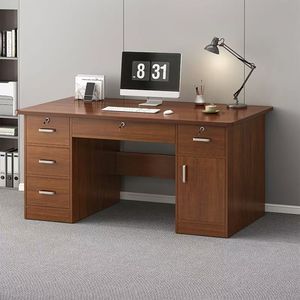 <strong>Simple</strong> Business <strong>Desk</strong> with Lock Desktop <strong>Computer</strong> <strong>Desk</strong>, Work <strong>Desk</strong> Multi-drawer Staff Workstation - Product Image 4