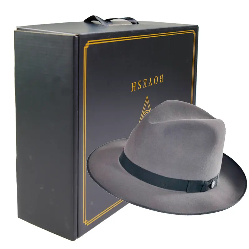 Emballage de chapeau Boîte Fedora Papier Kraft Imprimé Personnalisé Casquette noire Baseball Fedora Boîtes à chapeaux pour chapeaux personnalisés