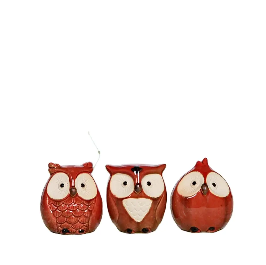 Nordic Table Top Crafts Verschiedene Formen Red Owls Kleine Keramik Craft Geschenk