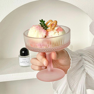 Frosted Hồng dùng một lần 200ml du lịch Mug rơm cap hiện đại đơn giản Thiết kế cao Glass cho Ice Cream món tráng miệng bánh afugato - Product Image 5