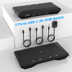 2台のPCが1つのモニターデータとビデオを共有フル機能デュアルUSB-C KVMスイッチシングル4K 60Hz HDMI 2.0 (ラップトップ用) - Product Image 1