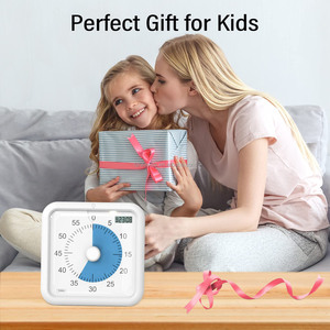 Timer visivo con orologio e luce notturna, Timer per il conto alla rovescia di 60 minuti per i bambini, Timer magnetico da cucina con promemoria batteria scarica - Product Image 3