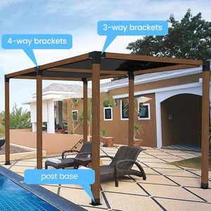 DIY <span class=keywords><strong>Gazebo</strong></span>/<span class=keywords><strong>Gazebo</strong></span>/Pavilion donanım kiti katı çelik 6 adet baz braketi 4 adet 3-Way köşe braketi 2 adet 4-Way braketi