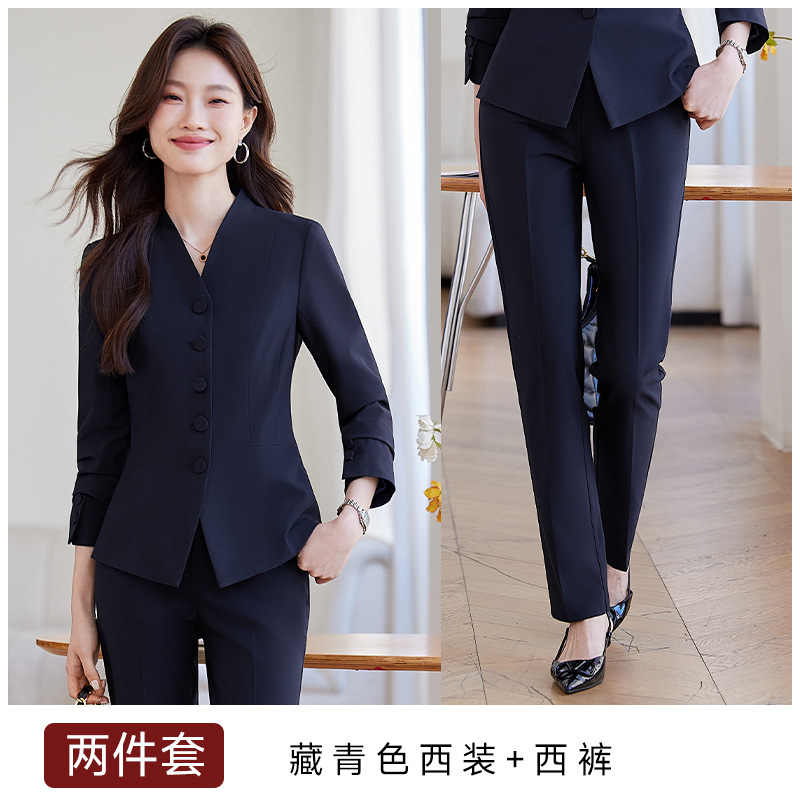 Navy blue suit trousers