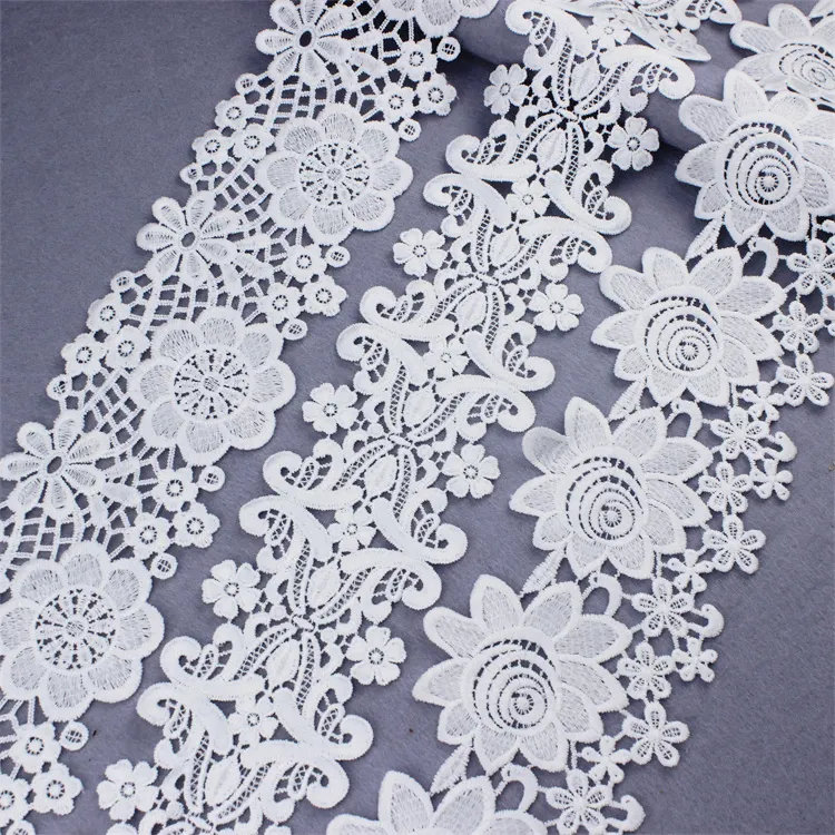 Factory Wholesale Cheap 10cm Wide Trim Lace Crochet Embroidery Chemical Chantilly Cotton Lace Trimming Border