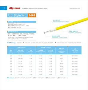 Ul3068 300V 150C 16-30awg Silicone cao su dây và cáp VW-1/ft2 cho thiết bị nhà, chiếu sáng, nóng, điện công nghiệp - Product Image 2