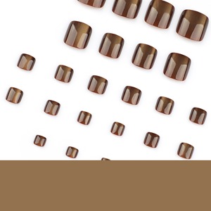 24 adet 3700 High-end Maillard kahverengi kedi gözü kısa kare çivi ayak ipuçları 24 adet basın çivi yapay ayak çivi pedikür - Product Image 4