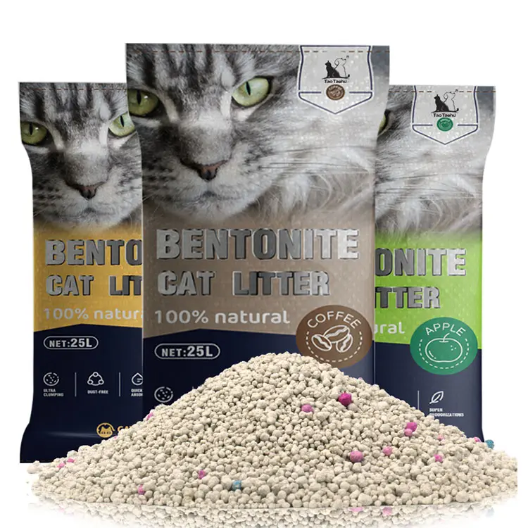 Lunga polvere bassa eco friendly 1-3mm a forma di palla ARENA PARA GATOS forte fragranza colorata bentonite lettiera sabbia