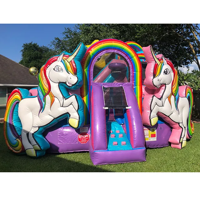 2020 di promozione a buon mercato di rimbalzo gonfiabile unicorn bouncer combo castello gonfiabile con scivolo per bambini e adulti