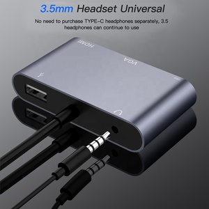 Xput Type C USB-C Hub <strong>Adapters</strong> <strong>5</strong> in <strong>1</strong> USB Type C Hub to 4K HDMI VGA USB 3.0 3.5mm <strong>Audio</strong> PD Charging <strong>Adapter</strong> - Product Image 5