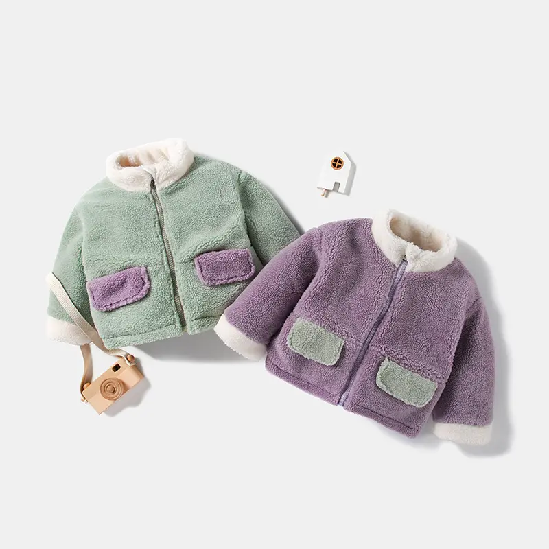 2024 nuovo cappotto autunno e inverno cappotto di lana di agnello per bambini da bambina in cashmere colletto di lana