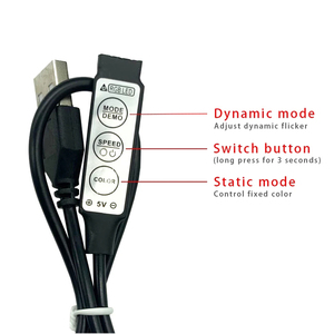 ตัวควบคุม DC 5V USB LED RGB 3Key มาพร้อมกับโหมดกระโดด23โหมดและสีแวดล้อม21สี - Product Image 3
