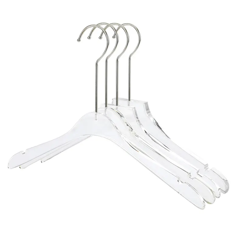 Custom extra large plastic coat hangers transparent acrylic clear clothes coat wedding dress display hanger logo printing