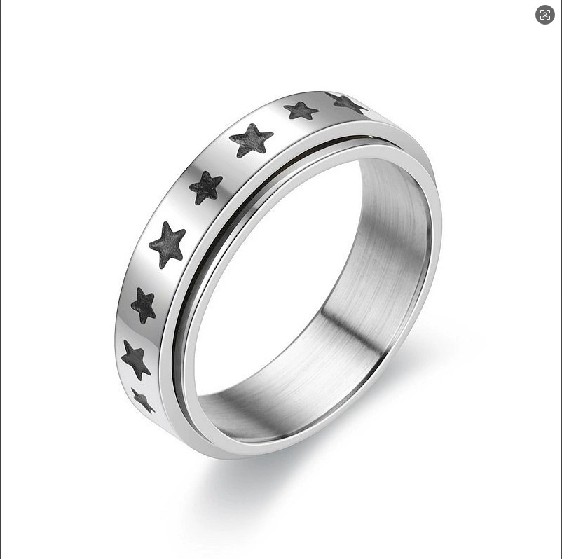 8. 6mm - Rotating Five-pointed star, Steel Color