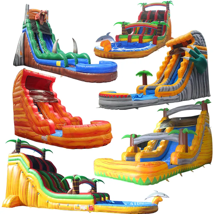 Nuovo Design bambini scivolo gonfiabile piscina d'acqua gioca giochi d'acqua gonfiabile buttafuori scivolo parco giochi scivolo gonfiabile