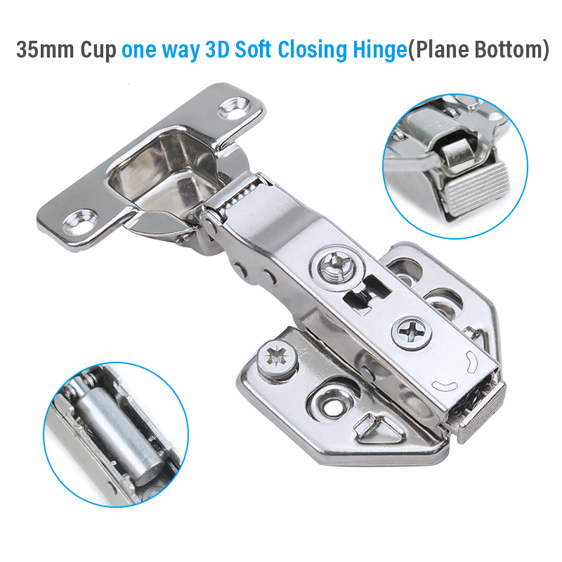35mm cup one way 3D soft closing hinge(plane bottom)