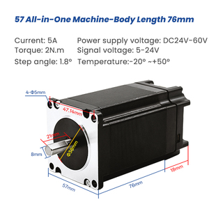 Integrierter NEMA 23 Hybrid-Schrittmotor 57mm 2,2 Nm Drehmoment IP54 Niedrige Hitze Hoch effizienter Eingebauter Treiber für CNC-Schwer maschinen - Product Image 3