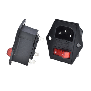 IEC320 AC250V 10A C14電源ソケット (ヒューズ付き) 13Aロッカースイッチ赤はライト3ピンオス産業用コネクタを示します - Product Image 5