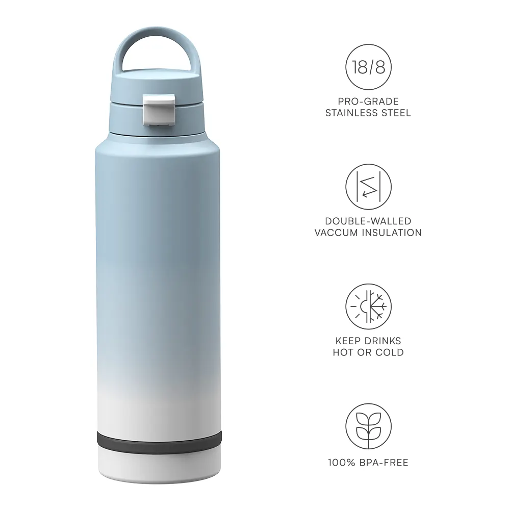 Aperatif bölmesi ile çift odacıklı su şişesi 7oz aperatif depolama ile 40oz paslanmaz çelik su şişesi