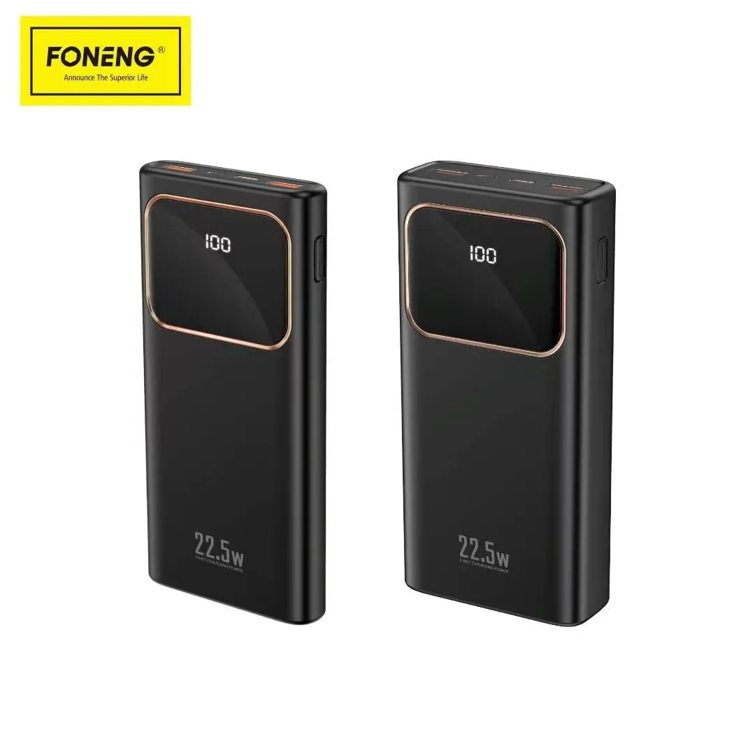 FONENG P57 Power Bank portabel 10000mAh, pengisi daya baterai daya 22.5W dengan 3 output untuk ponsel