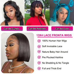 Natural Color Short Lace Closure Bob Wig With Bang,Wholesale Straight Bob Wig Brazilian <strong>Remy</strong> Hair Human Hair Wigs for Women