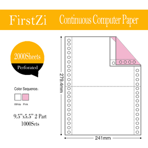 Papel de recibo de impresión continua sin carbón Premium Papel de computadora continuo NCR ecológico-2 partes, 9,5X11 pulgadas