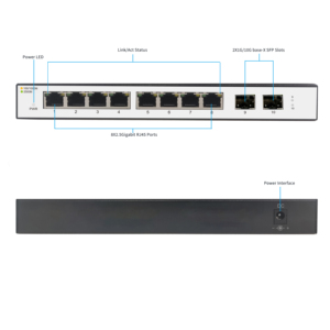 8ポート2.5Gイーサネット光ファイバーネットワークスイッチ10Gbps SFP POE VLANスタック可能SNMP QoS機能在庫 - Product Image 4