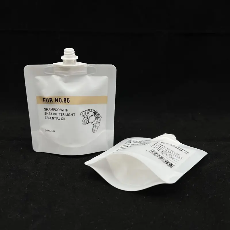 Impresión de logotipo personalizado pequeña muestra de embalaje líquido crema facial bolsa de boquilla cosmética