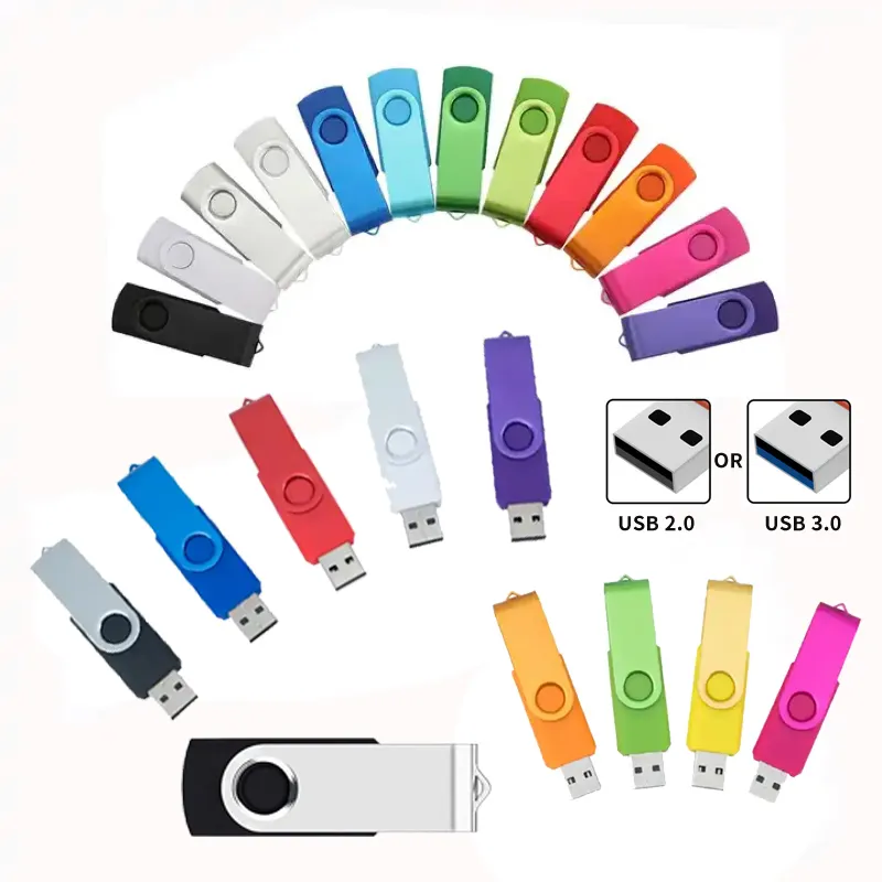 USB แฟลชไดรฟ์เมมโมรีสติ๊กเพนไดรฟ์128GB 64GB 32GB 16GB 8GB 4GB 2GB 1GB 128MB หมุนได้สำหรับยูเอสบีสติ๊กพร้อมโลโก้