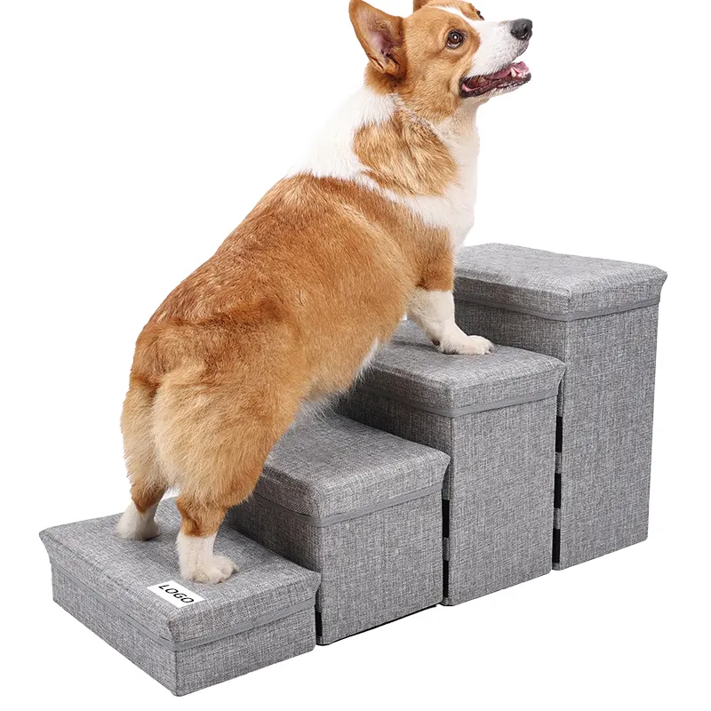 Grosir 2 3 4 5 tangga kucing anjing 6 tingkat, tangga anjing lipat dengan kotak penyimpanan, tangga kucing anjing kecil