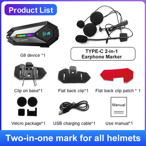 Nuevo producto G8 casco de motocicleta BT 5,3 intercomunicador auriculares impermeable IP65 integración listo sistema de intercomunicación para casco de motocicleta - Product Image 3