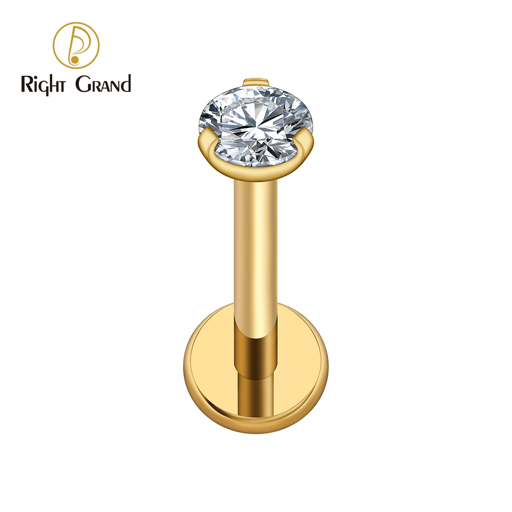 ไทเทเนียม PVD gold/clear CZ