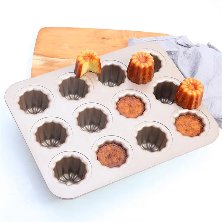 CHEFMADE para hornear horno hornear 12 cavidades copa no-stick Cannele molde moldes molde para hornear Sartenes para Cupcakes