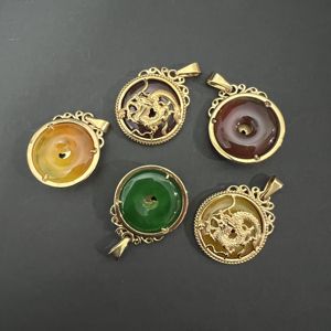 Luxury Unisex Hips Hops Brown Yellow Green <strong>Jade</strong> Pendant Good <strong>Luck</strong> Jewelry Stainless Steel Men 18k GoldJade Dragon Pendant