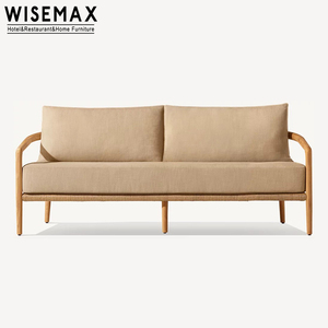 WISEMAX FURNITURE Nordic Style Teak Wood Furniture Dining Table Sofa Set Natural <strong>Round</strong> Table for Balcony <strong>Patio</strong> - Product Image 6