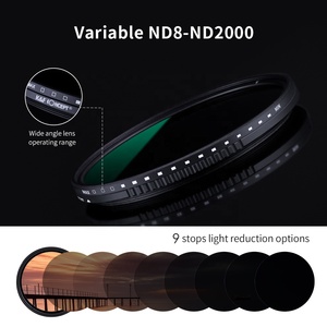 多抵抗コーティング、防水を備えたカメラレンズ用の43mm可変中性密度ND8-ND2000 NDフィルター - Product Image 3