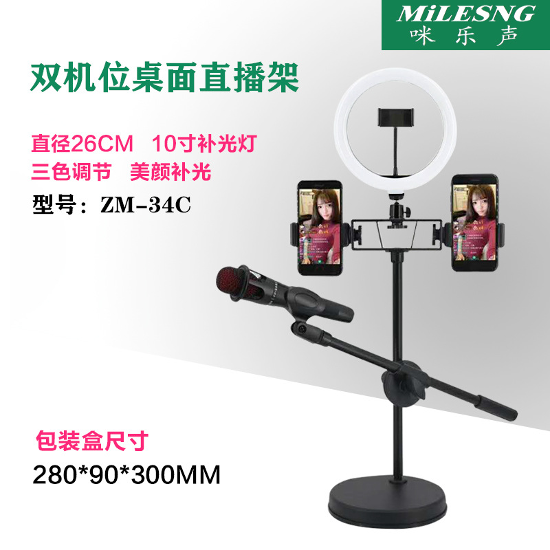 Perche microphone à double caméra LED de 26 cm