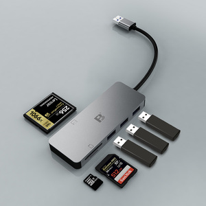 FB CR718-30 Metal 3 port usb 3.0 hub ile 2 yuvası tf cf 6 in 1 kart okuyucu CF X1 + X1 + TF X1 + USB-AX3 - Product Image 3