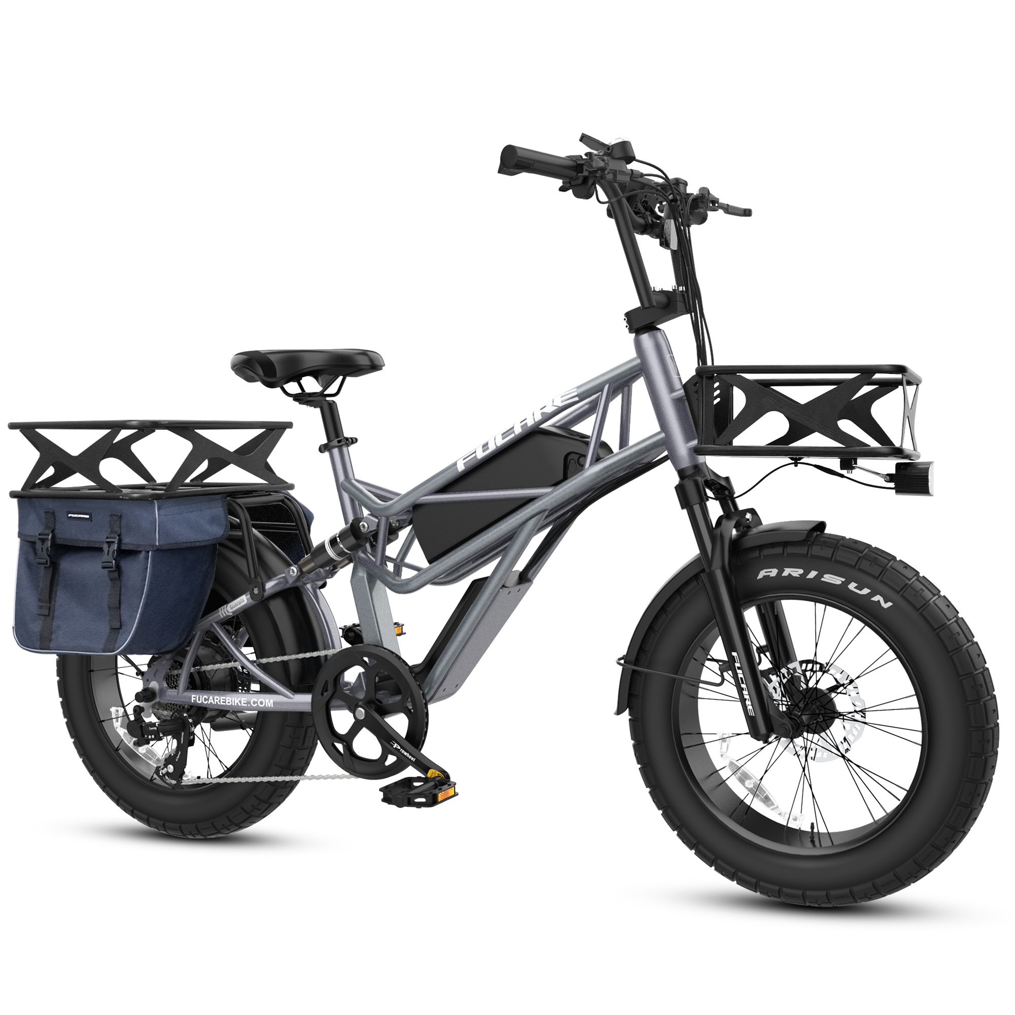 Grey Scorpio+Basket Set+Pannier Bag