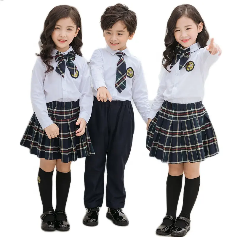 200set Per Bambini personalizzate giacca + camicia/camicetta + gonna/pantaloni Dei Bambini/capretti Scuola Uniformi, tutti i tipi di uniformi scolastiche può essere fatto