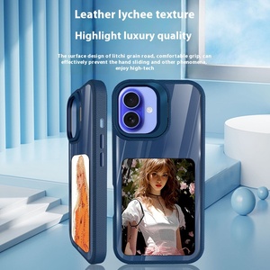 IPhone 16 için DIY anti-damla mürekkep koruyucu kapak NFC ekran projeksiyon deri doku ile Lens tutucu içerir dört renk durumda - Product Image 4